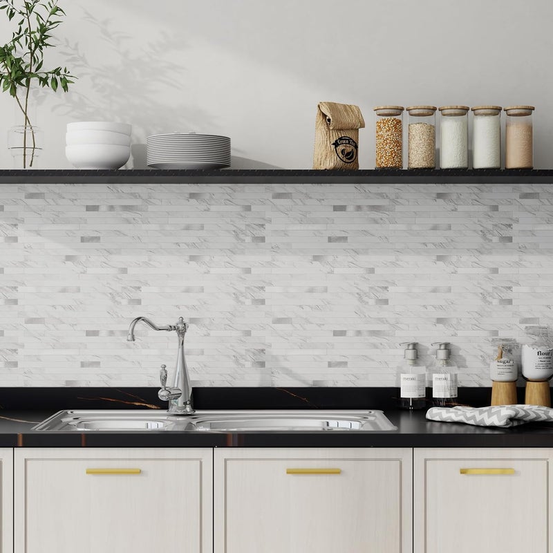 V-MOZZA Peel and Stick Backsplash, 20-Sheet Peel and Stick Tiles 12.1" x 5.9" Stick on Backsplash PVC Wall Tile for Kitchen Fireplace - Image 5